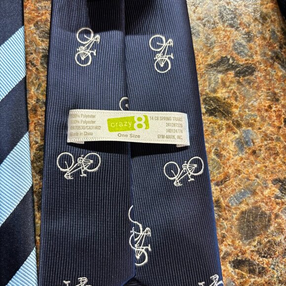 Boys Neck Tie Lot Bundle 6 Bow Ties Neck Ties Denim Stripes Bicycles Plaid 6-14 - Picture 4 of 7